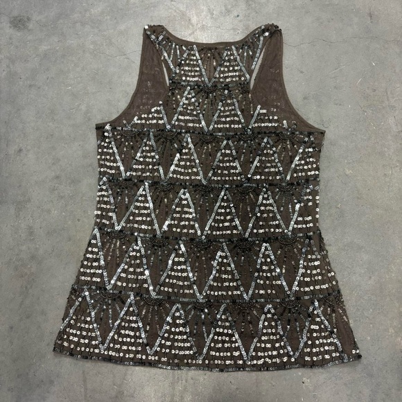 Y2K Walter Baker Sequin Beaded Sparkly Mesh Tank Top - Picture 8 of 10
